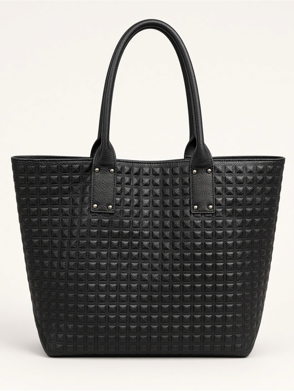 Jeanne Lottie Arbonne Black Pebbled Tote with Top Handles